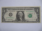 Счастливая купюра UNC 1 доллар 1995 год No77778001!